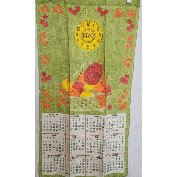 Vintage Calendar Dish Towel Lot Linen Printed Assorted Years Floral 25x15 Inches - Picture 7 of 16